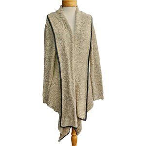 Simply Couture NWT Open Sweater Duster Faux Leather Trim Sparkly Glitters Sz 1XL